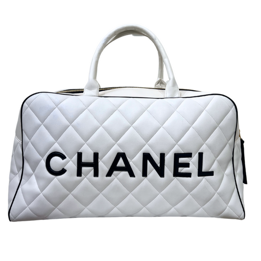 Chanel White Quilted Large Bowling Bag