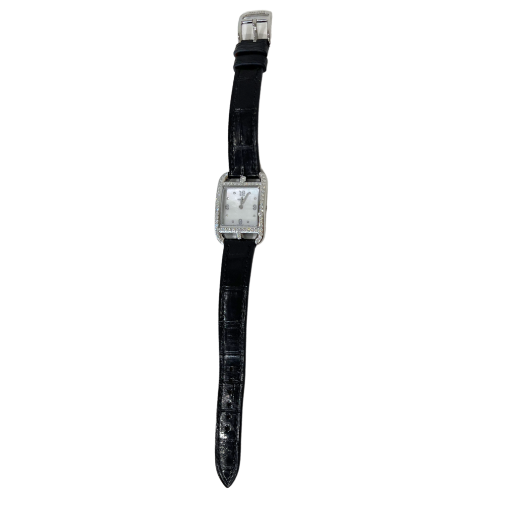 Hermes Cape Cod Black Alligator Strap Diamonds