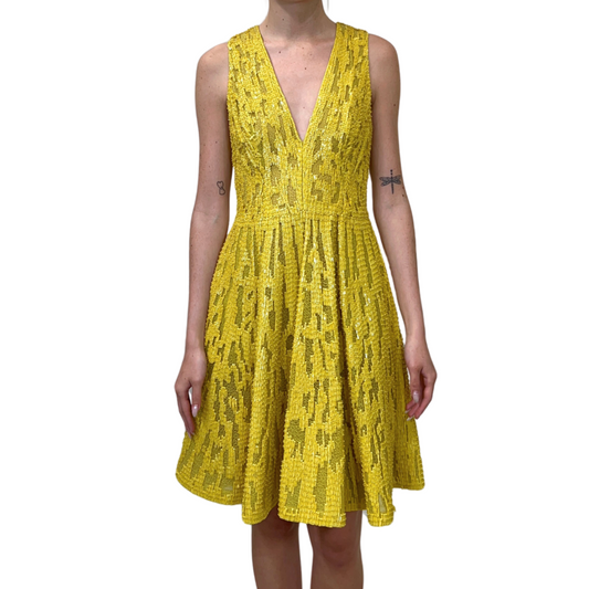 Ellie Saab Yellow Beaded Dress