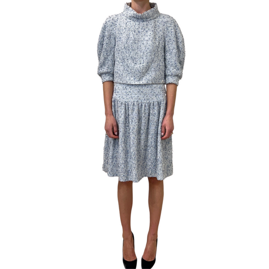 Chanel Light Blue Tweed Skirt and Top