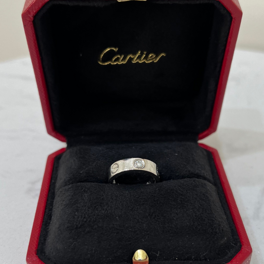 Cartier 3 Diamond White Gold Love Ring