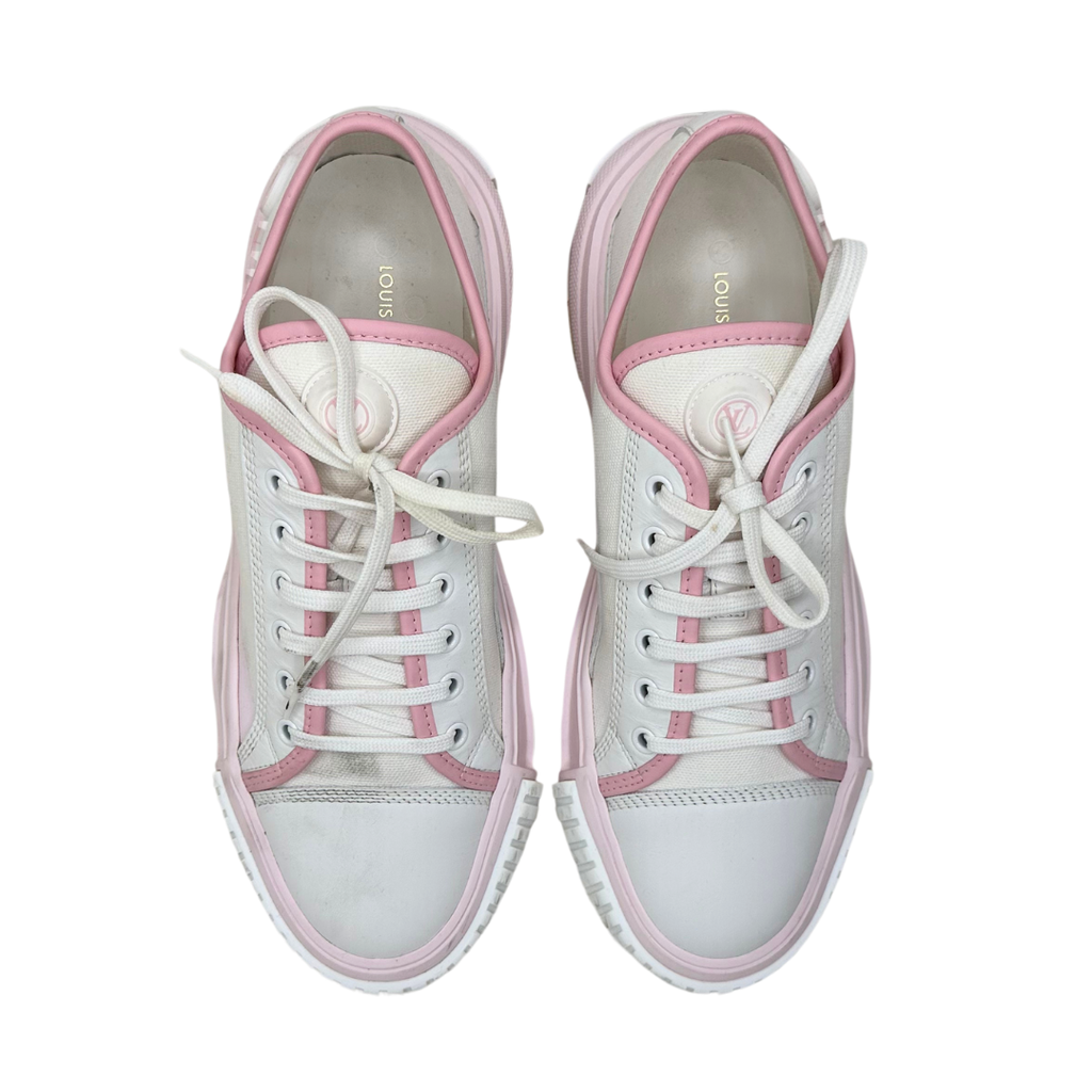 Pink Canvas LV Squad Sneakers, 40