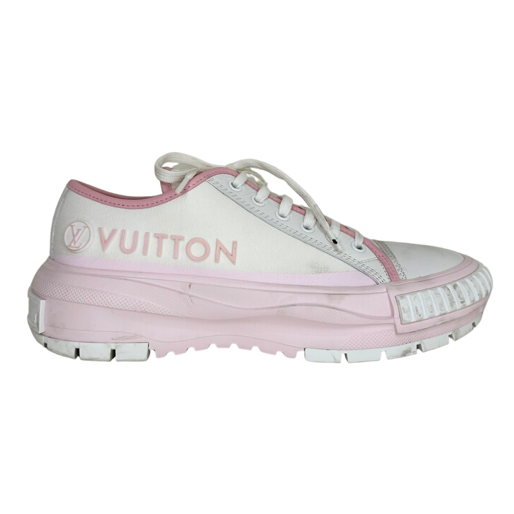 Pink Canvas LV Squad Sneakers, 40