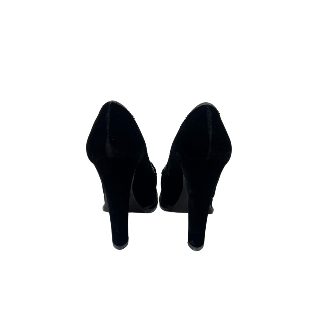 YSL Black Velvet Loafer Heel, 38.5