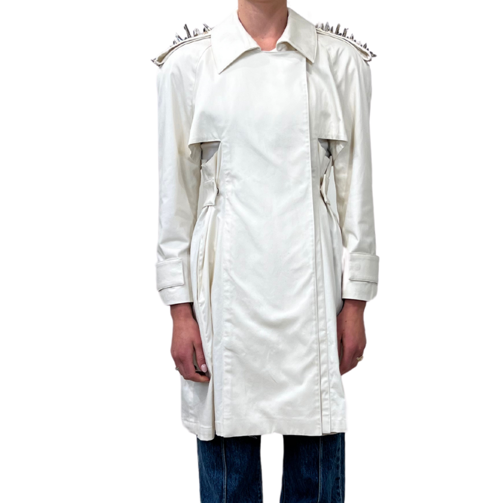 Givenchy Ivory Cotton Blend Studded Trench
