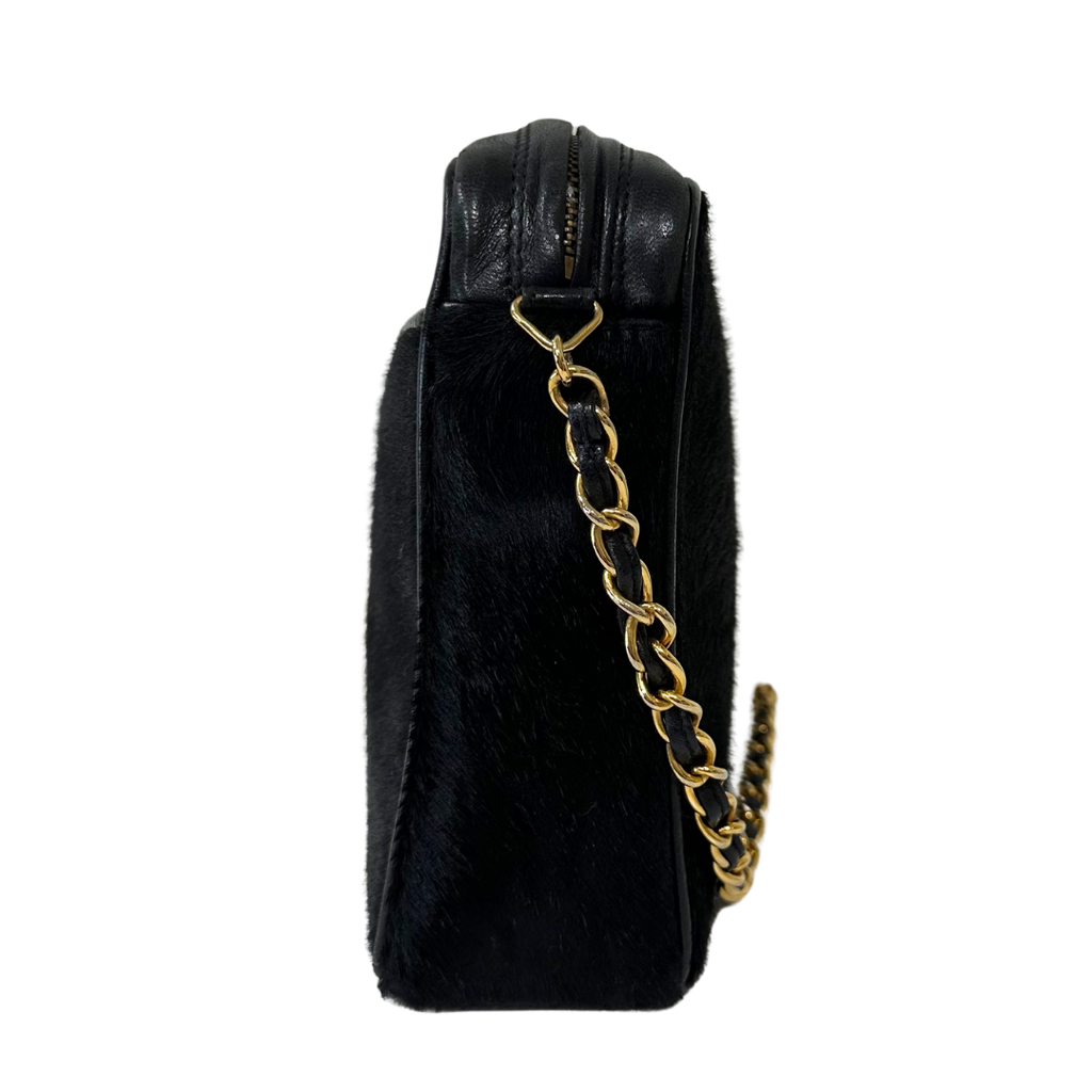 Chanel Camera Tassel Bag Black Pony Hair Gold HW 1986-1988