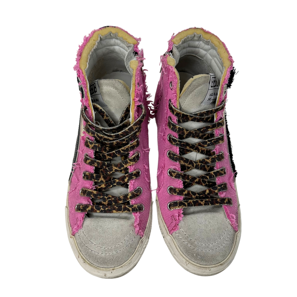 Golden Goose Pink Canvas Hi Tops, 38