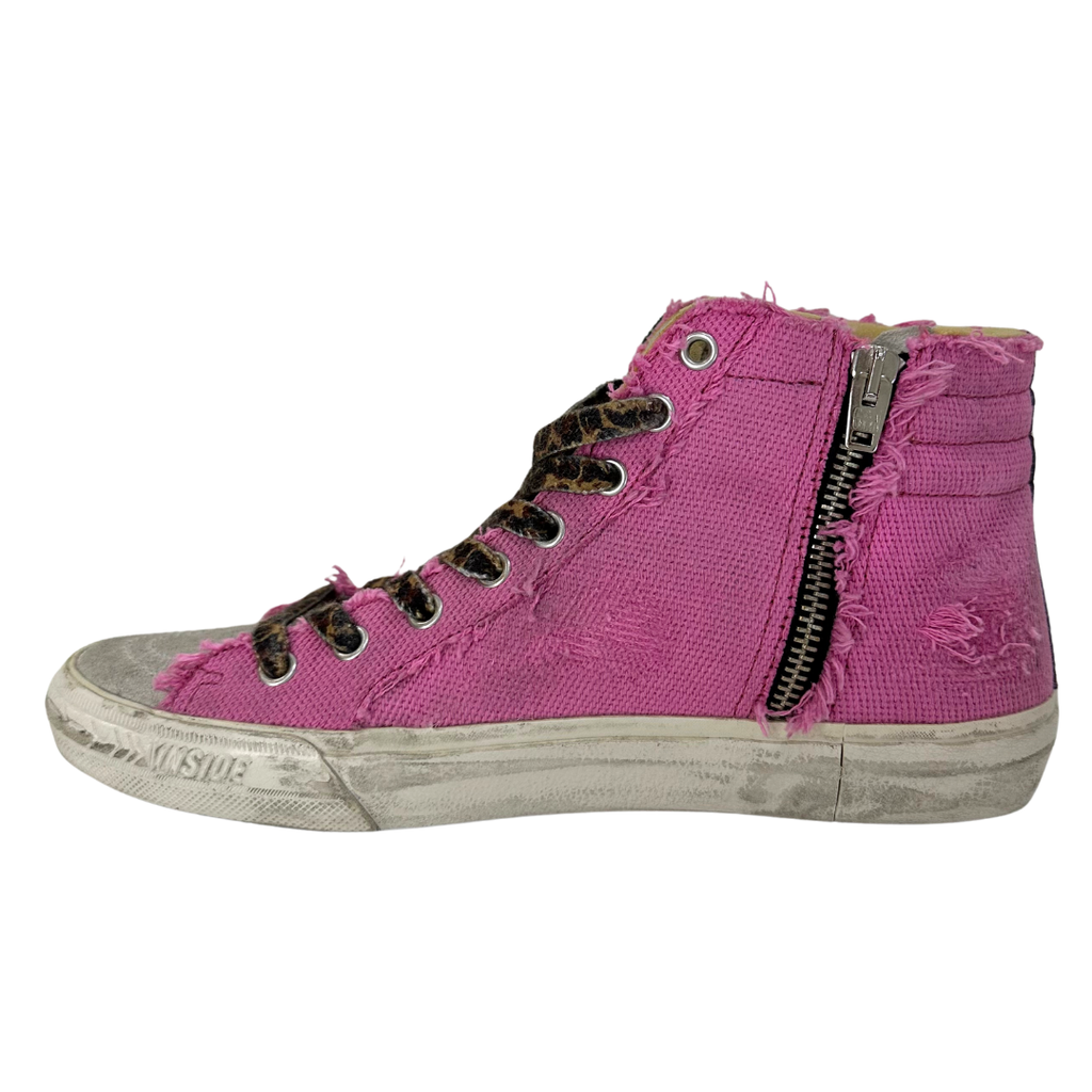 Golden Goose Pink Canvas Hi Tops, 38