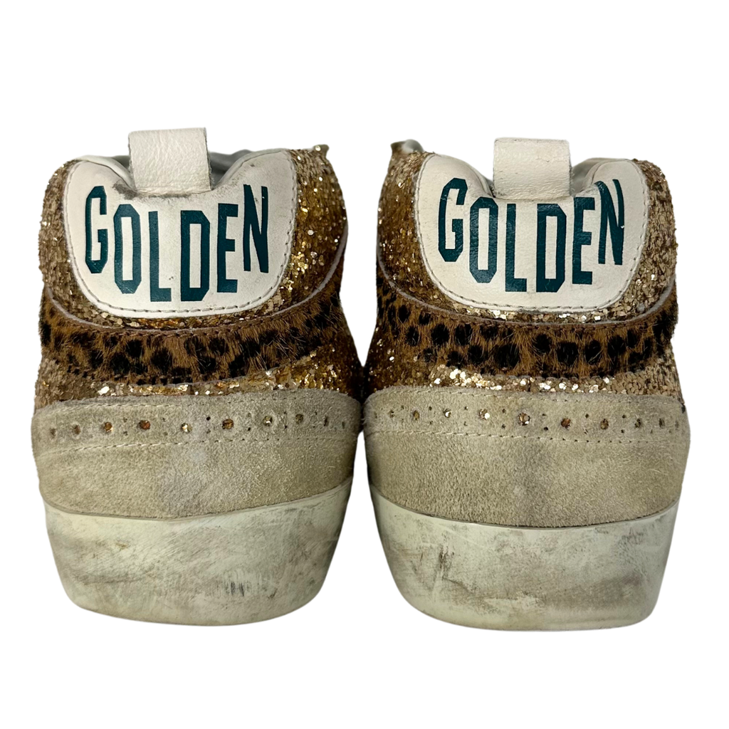 Golden Goose Rosegold Glitter and Suede/Leather Sneakers, 40