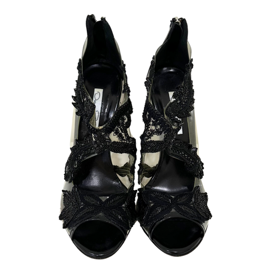 Oscar de la Renta Black High Heel with Lace, 38.5