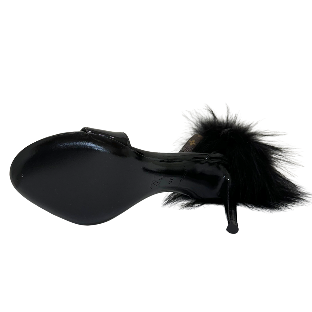 Louis Vuitton Patent Sandals with Feathers, 35