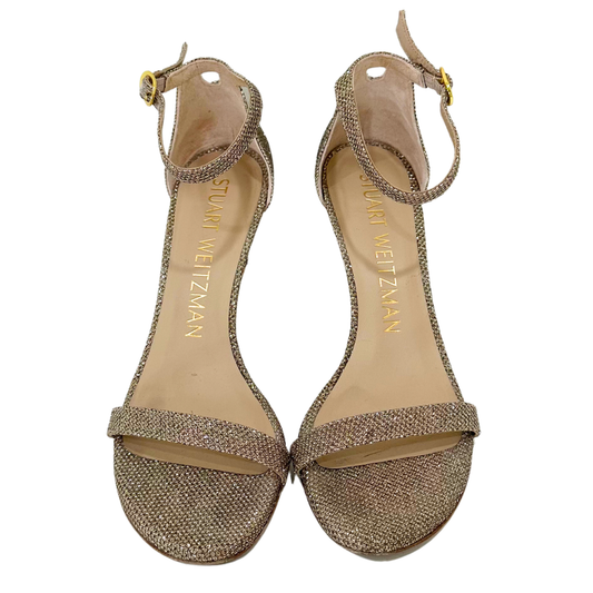 Stuart Weitzman Gold Ankle Strap Shoe, 6.5