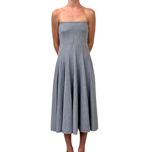 Khaite Grey Knit Strapless Dress