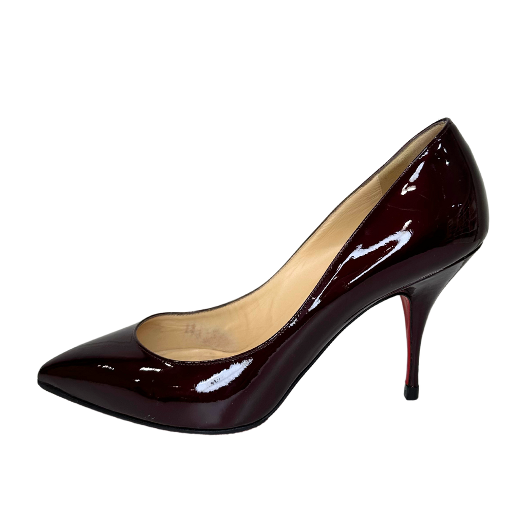 Christian Louboutin Purple Patent Leather Point-Toed Stilettos, 38