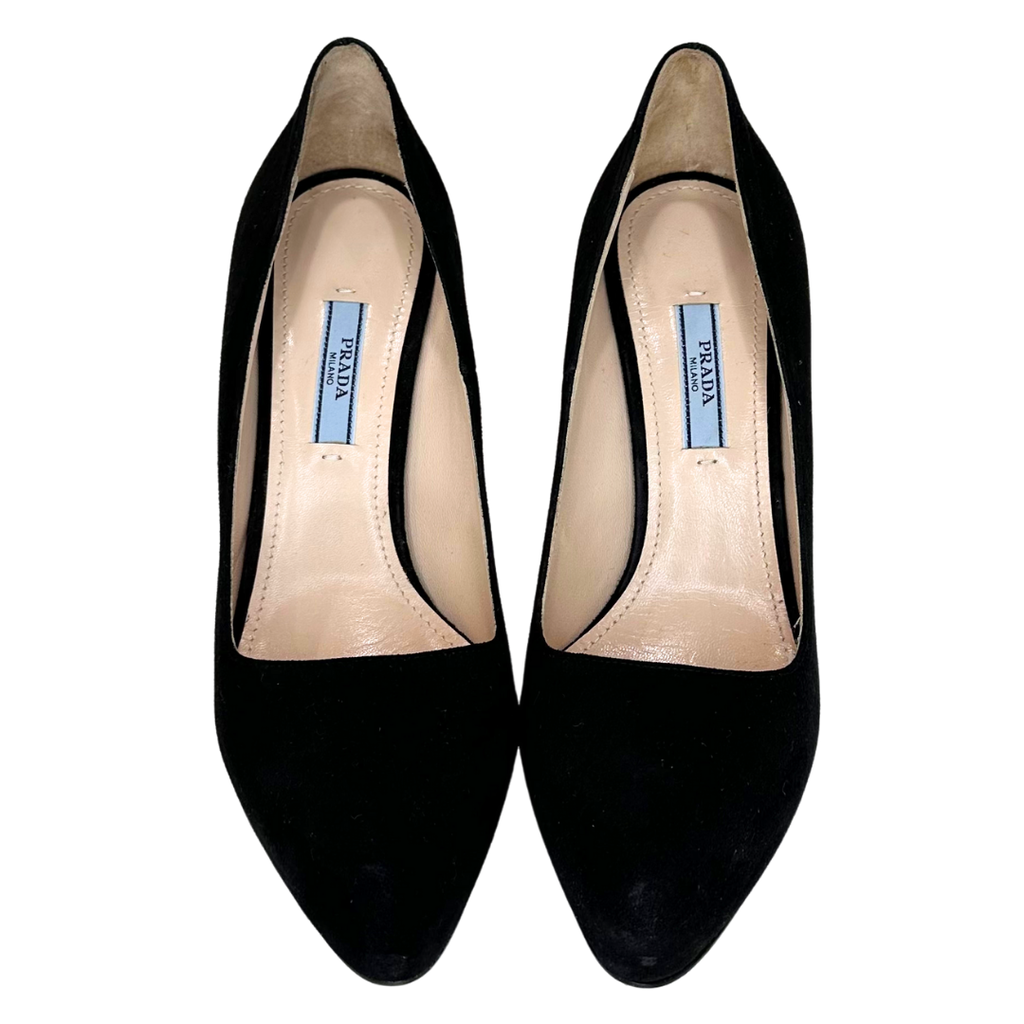 Prada Black Suede Platform , 39.5