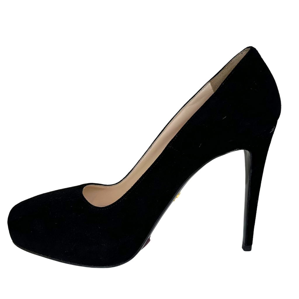 Prada Black Suede Platform , 39.5