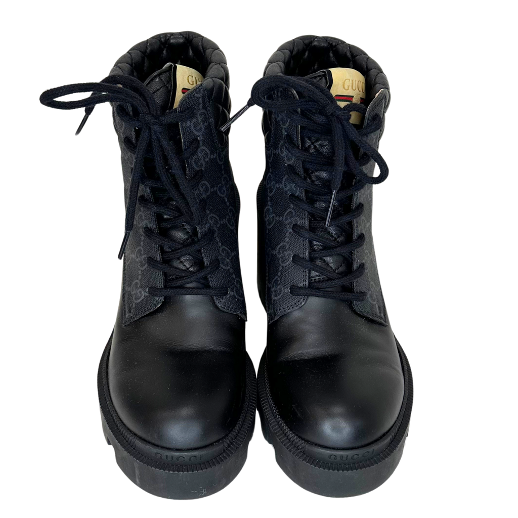 Gucci Black GG Combat Boots, 37