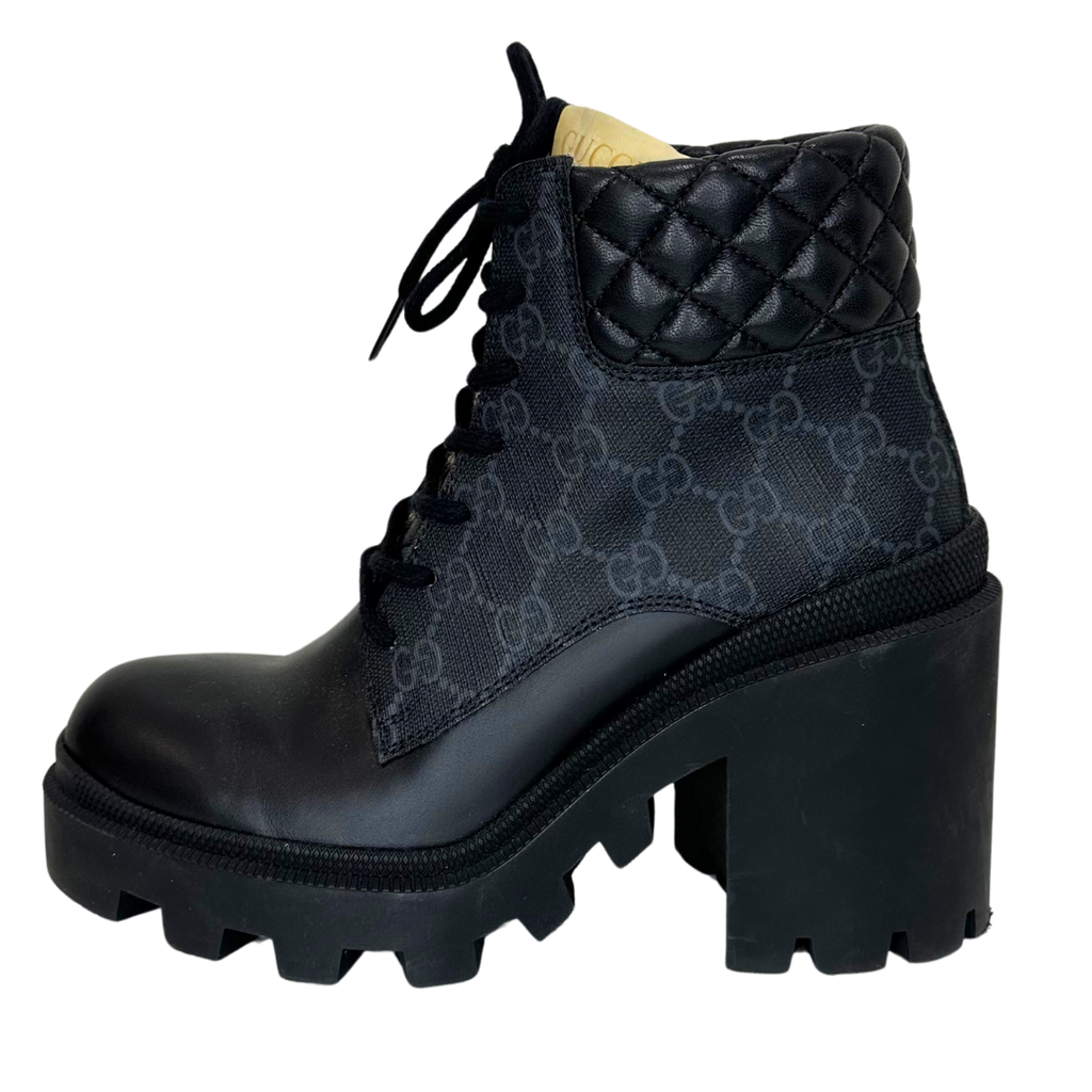 Gucci Black GG Combat Boots, 37