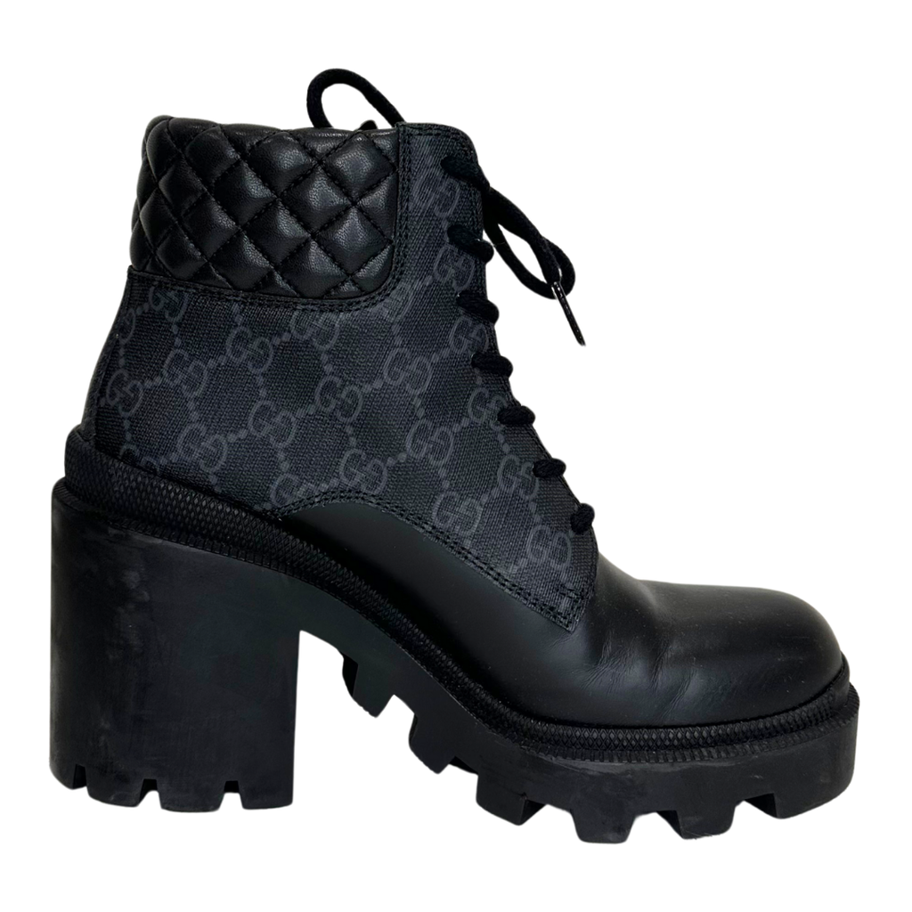 Gucci Black GG Combat Boots, 37