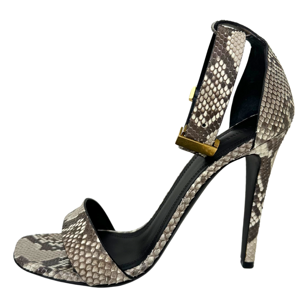 Celine Python Print Sandal Heels, 38.5