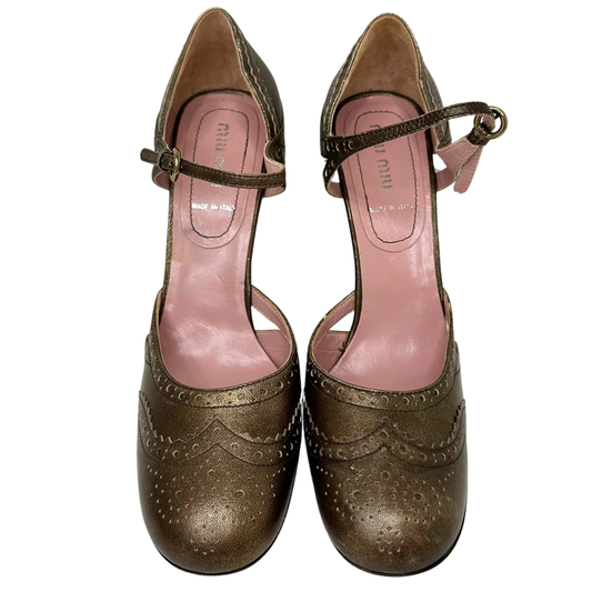 Miu Miu Bronze Wingtip Heel, 38.5