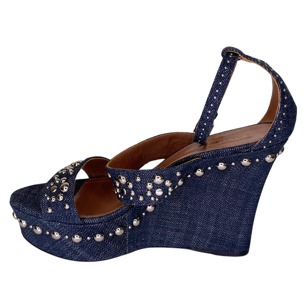 Alaia Denim Studded Wedge