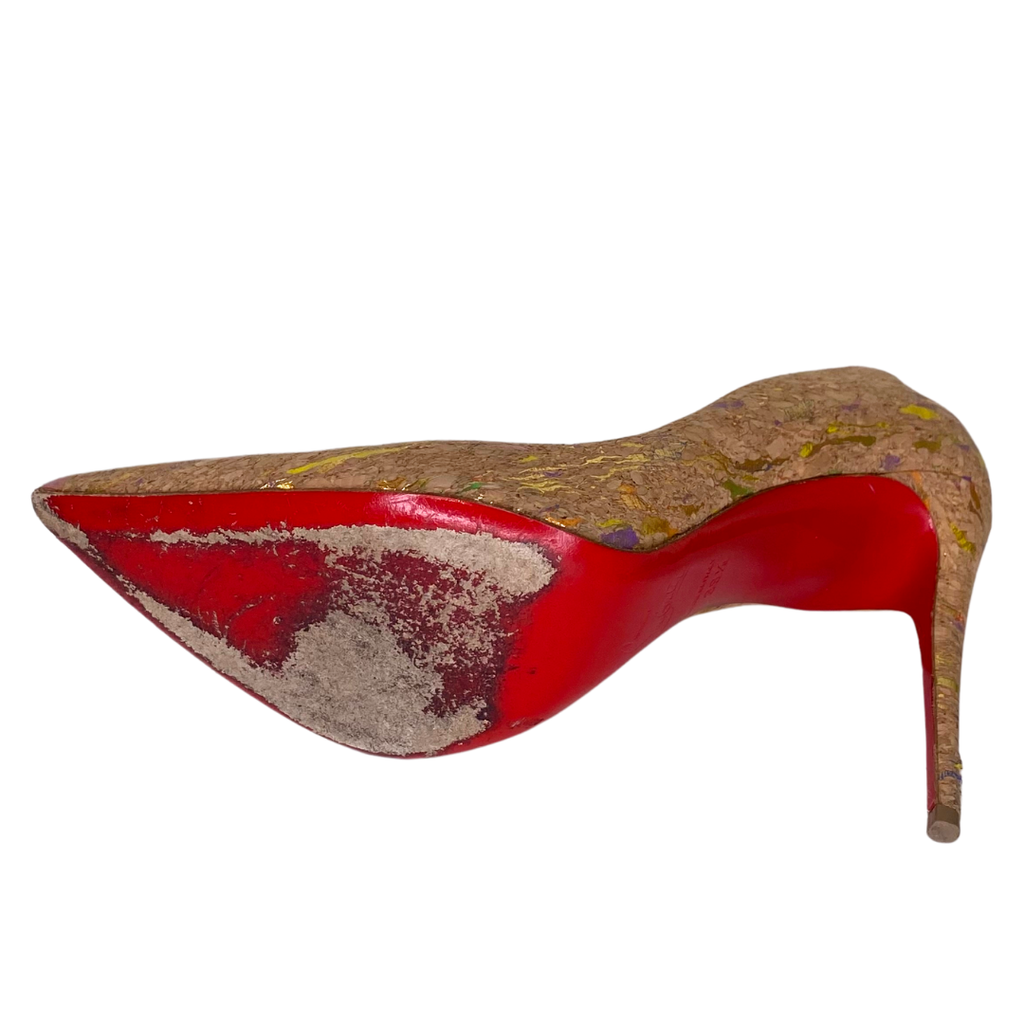 Louboutin Cork Pumps with Color Flecks