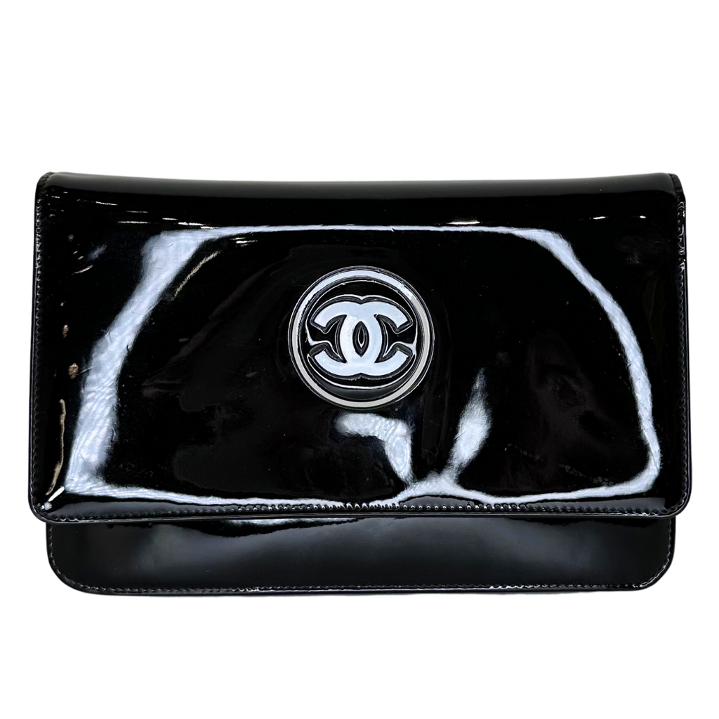 Chanel CC Wallet on Chain Bag Black Patent Leather Silver HW 2012-2013