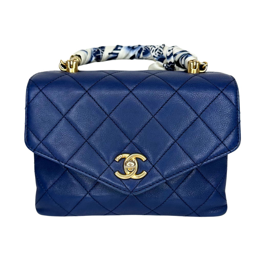 Chanel Navy Quilted 2 Way Bag