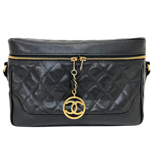 Chanel Vanity Bag with Strap Black Caviar Gold HW 1989-1991