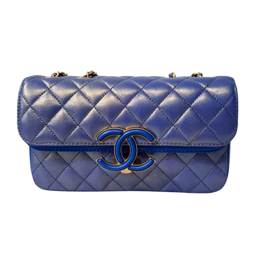 Chanel Navy/ Purple Iridescent Flap New