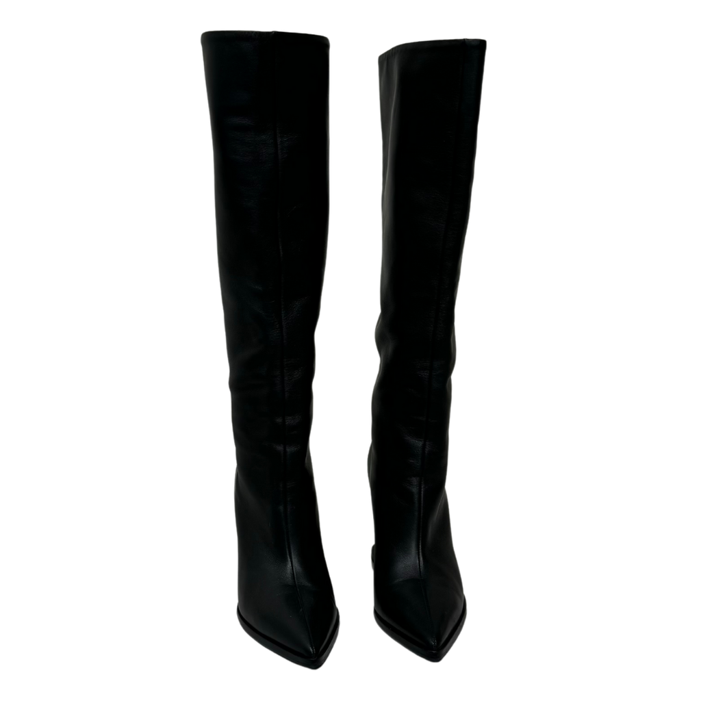 Gianvitto Rossi Black Leather Wedge Boots, 37.5