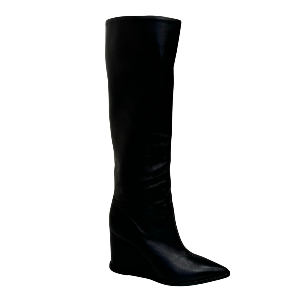 Gianvitto Rossi Black Leather Wedge Boots, 37.5