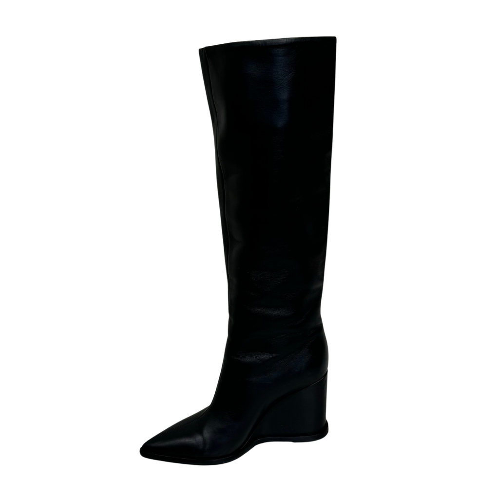 Gianvitto Rossi Black Leather Wedge Boots, 37.5