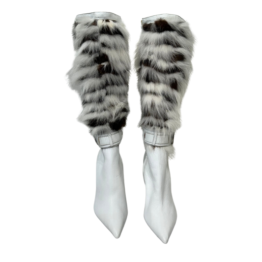 Bruno Magli White Fur Knee Boots, 38