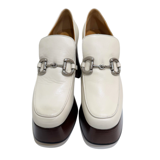 Gucci Cream Horsebit Platform Shoes, 42