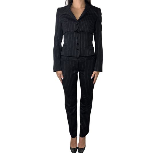 D&G Black and White Pinstripe Pant Suit, 38