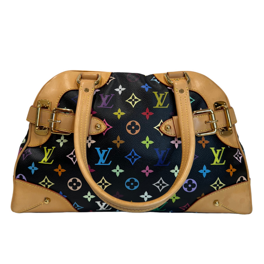 Louis Vuitton Claudia Black Multi Color Canvas Coated Gold HW