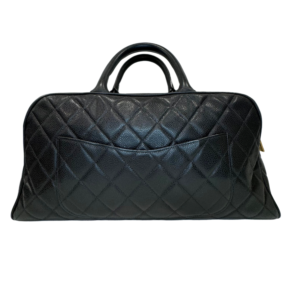 Chanel Quilted Deca Coco Mark Boston Bag Black Caviar Gold HW 2003-2004