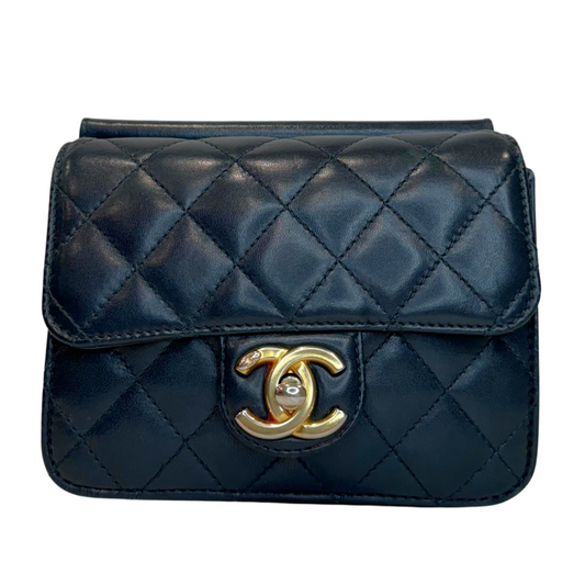 Chanel Classic Flap Blue Lambskin Gold HW Mini 2013-2014