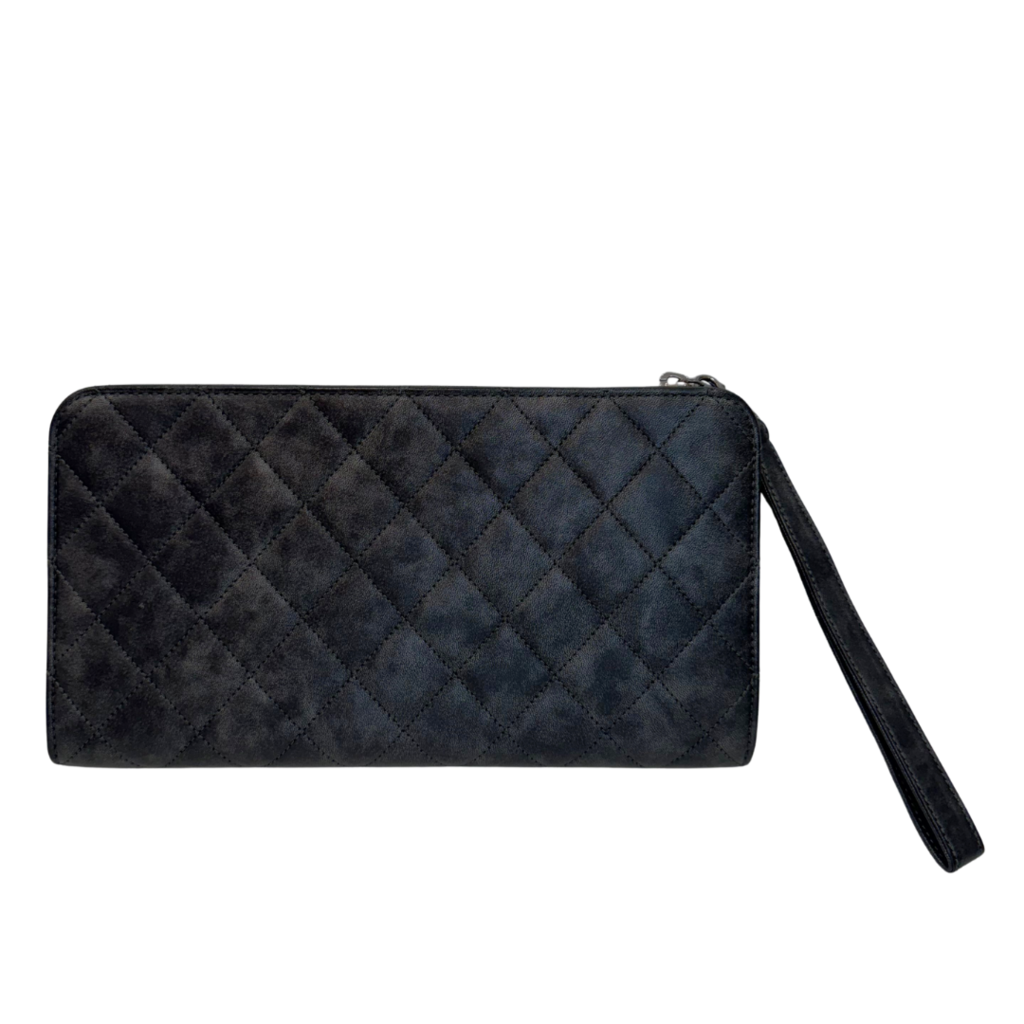 Chanel Metallic Clutch Grey Lambskin Silver HW 2011