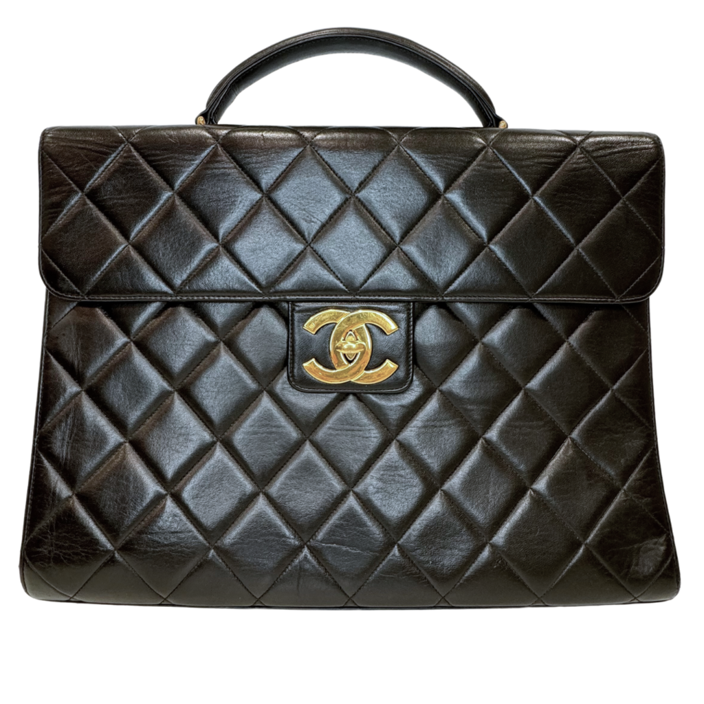 Chanel Turnlock Briefcase Black Lambskin Gold HW 1991-1994