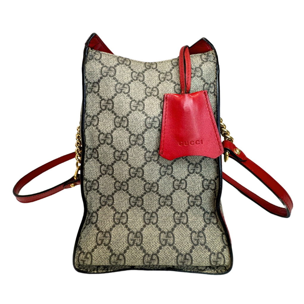 Gucci GG Shoulder Bag Red and Tan Canvas Gold HW