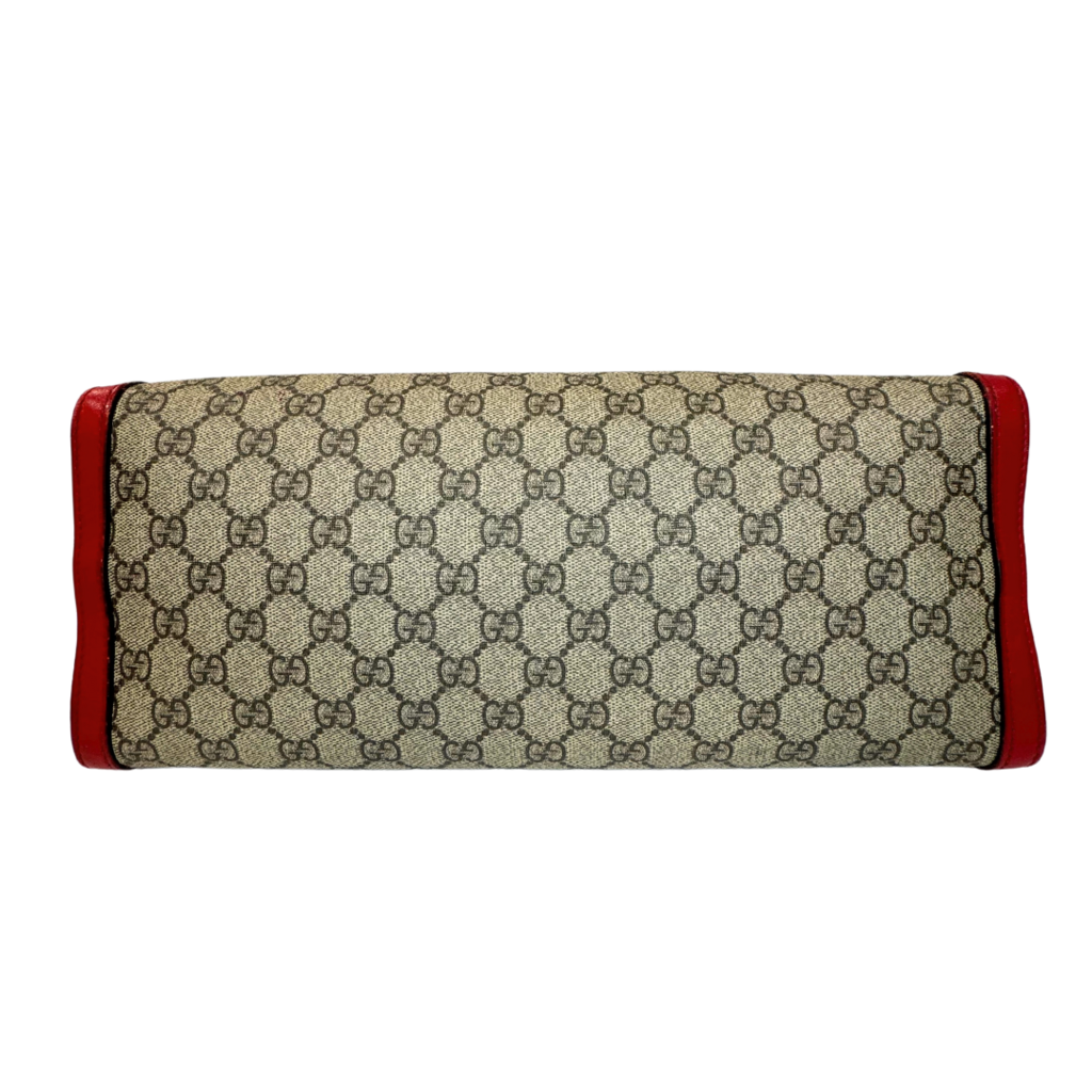 Gucci GG Shoulder Bag Red and Tan Canvas Gold HW