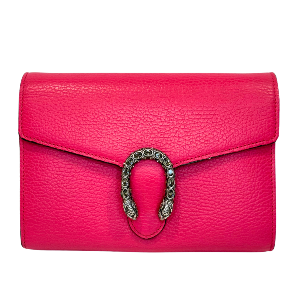 Gucci Dionysus Chain Shoulder Bag Pink Leather Silver HW