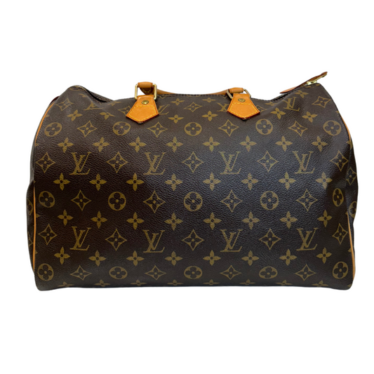 Louis Vuitton Monogram Speedy Brown Coated Canvas Gold HW 35