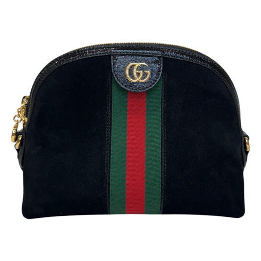 Gucci GG Ophidia Black Gold HW Suede Patent Small