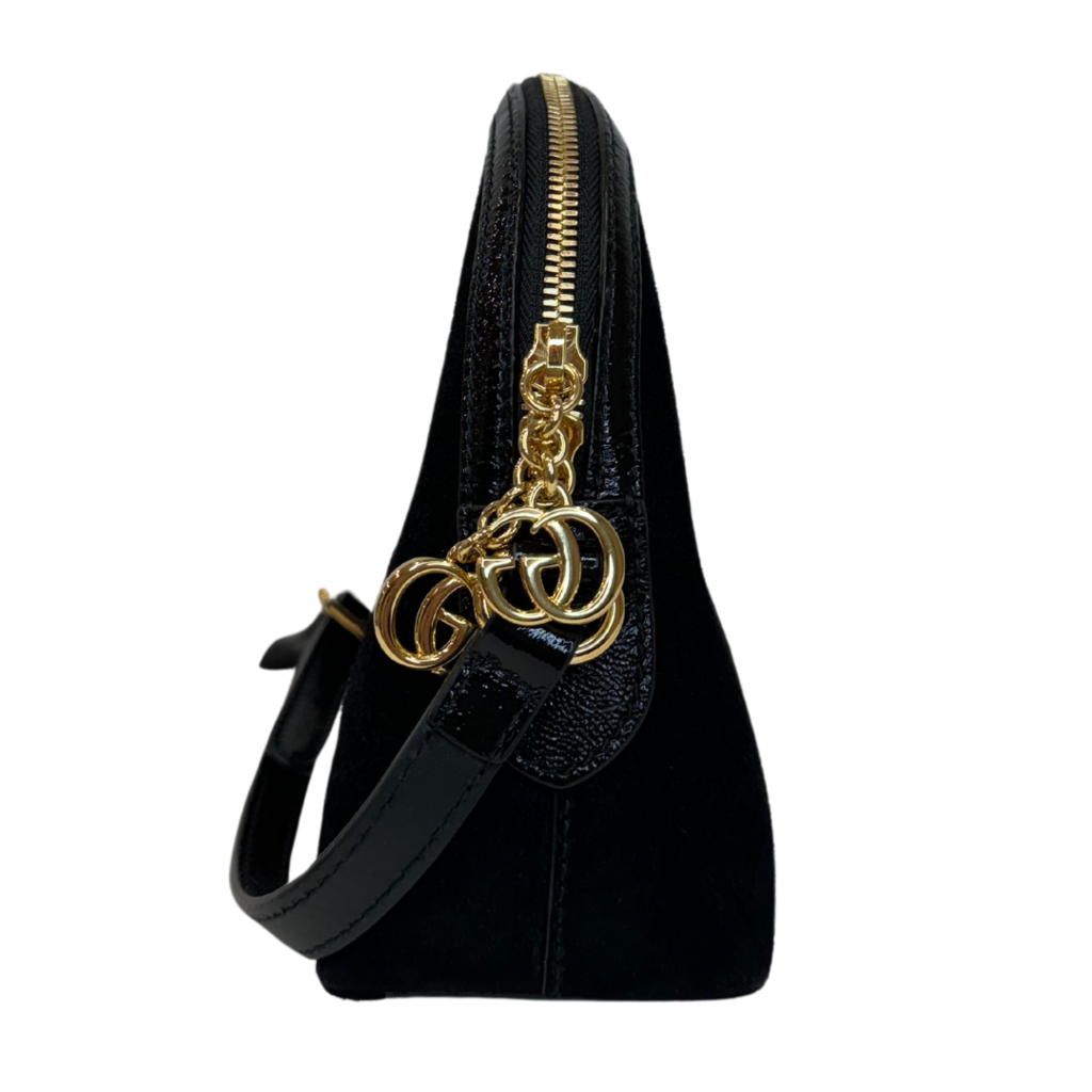 Gucci GG Ophidia Black Gold HW Suede Patent Small