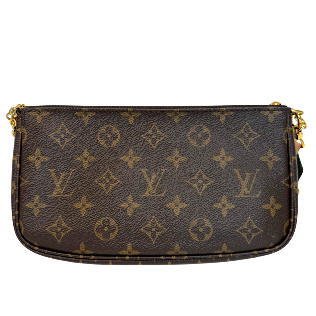 Louis Vuitton Multi Pochette Accessories Bag Brown & Green Coated Canvas Gold HW