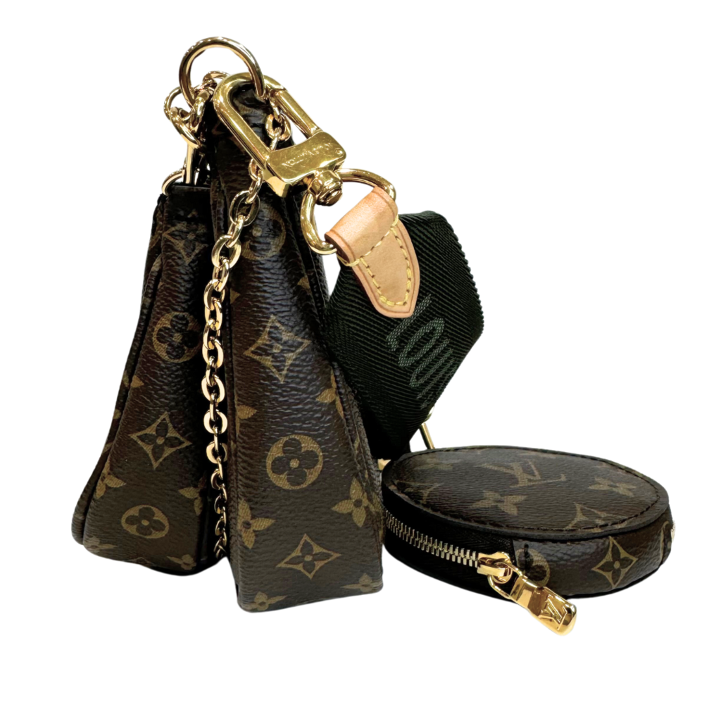 Louis Vuitton Multi Pochette Accessories Bag Brown & Green Coated Canvas Gold HW